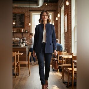 Banana Republic Knit Pique Blazer Blue Size Large